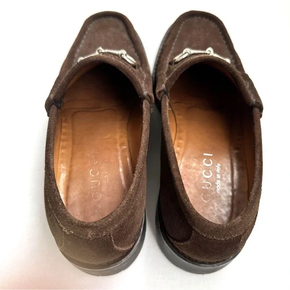 Gucci Brown Suede Horsebit Loafers - Picture 6 of 12